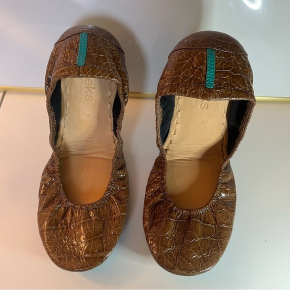 Tieks Women's Italian Leather Brown Croc Ballet Flats - Office 01 - Picture 3 of 15